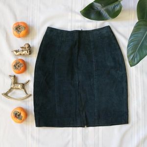 Leather dark green skirt